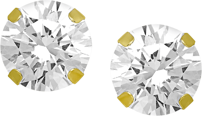 Cubic Zirconia 1/3" Stud Silver Plate Earrings