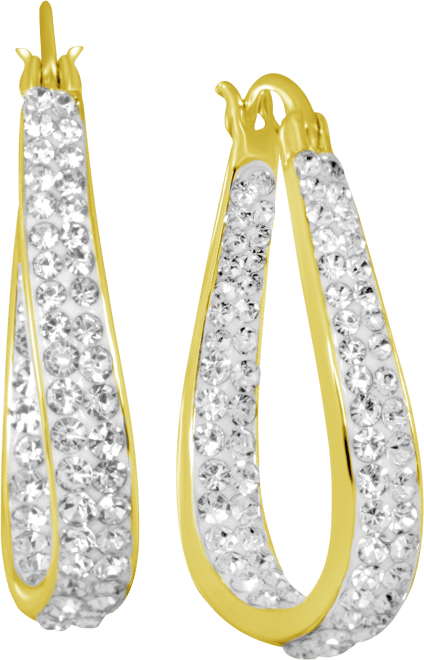 Crystal In & Out Teardrop Hoop Earrings in Silver Plate, Gold-Plate or Rose Gold Plate