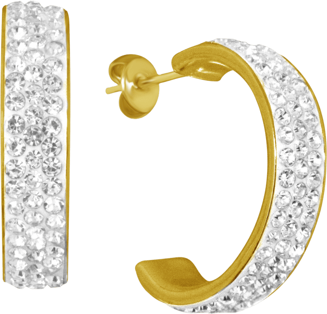 And Now This Crystal C-Hoop Earrings in Silver-Plate, Rose Gold Plate or Gold Plate