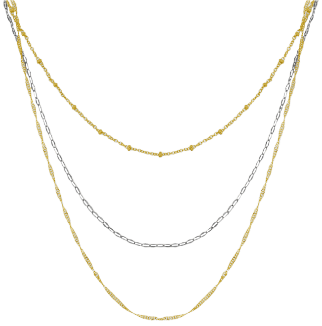 Silver Plated Multi-Chain 18" Layered Statement Necklace