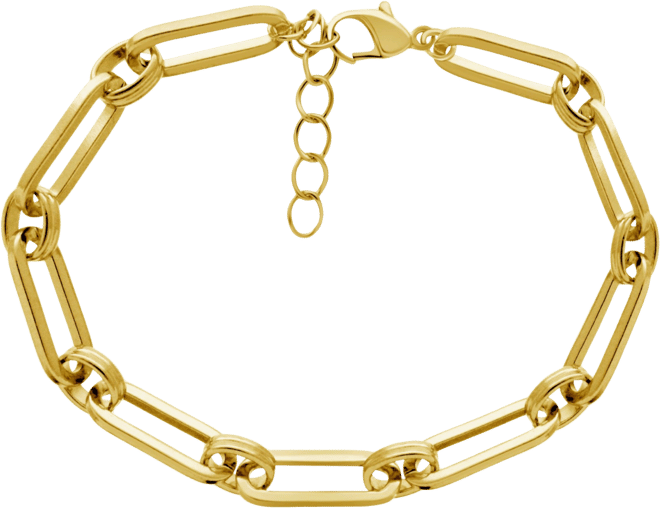 Gold or Silver Plated Circle Oblong Link Bracelet