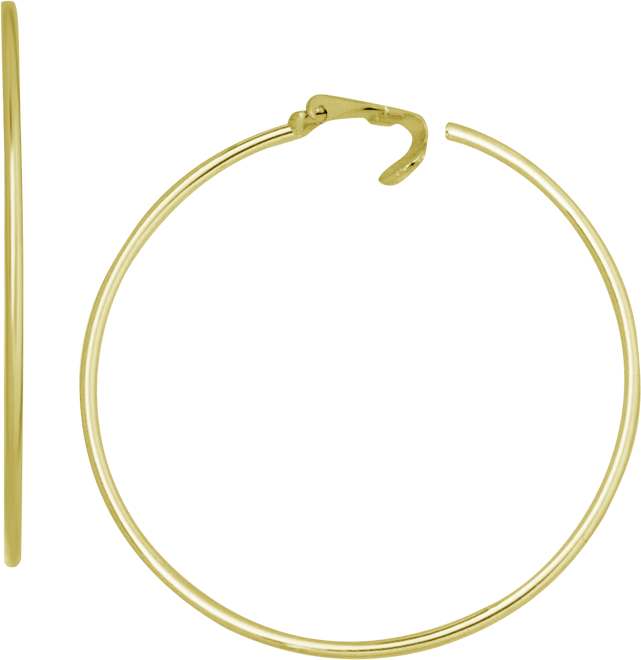 Silver Plated Large Clip-On Hoop Earrings, 2.16"