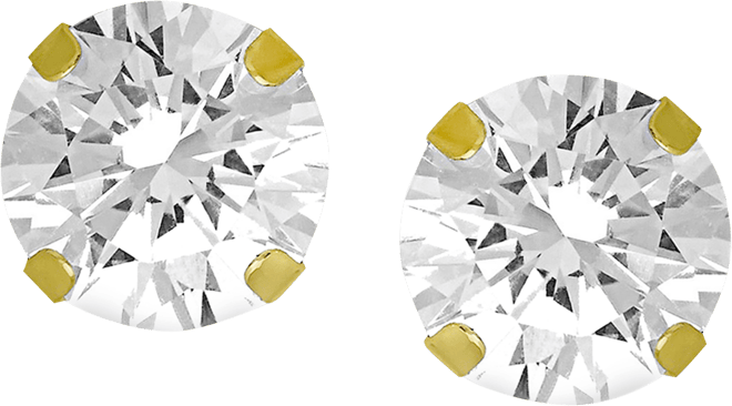 Cubic Zirconia 1/4" Stud Silver Plate Earrings