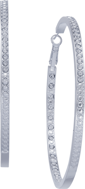 Extra Large Silver Plated Crystal In and Out Large Hoop Earrings