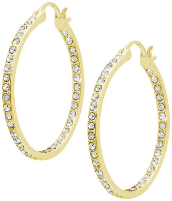 Silver or Gold Plated Clear Crystal Hoop Earrings