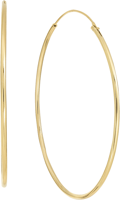 Large Silver Plated Endless Wire Medium Hoop Earrings