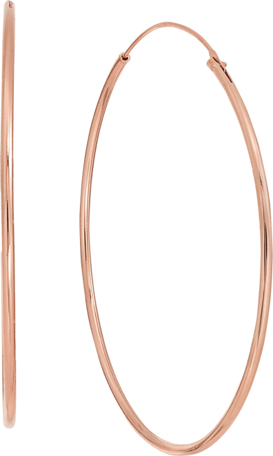 Large Silver Plated Endless Wire Medium Hoop Earrings