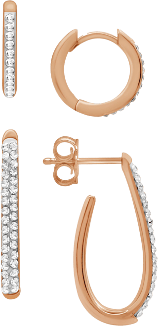Silver Plated, Gold Plated or Rose Gold Plated 2pc Hoop and Post Hoop Earrings Set