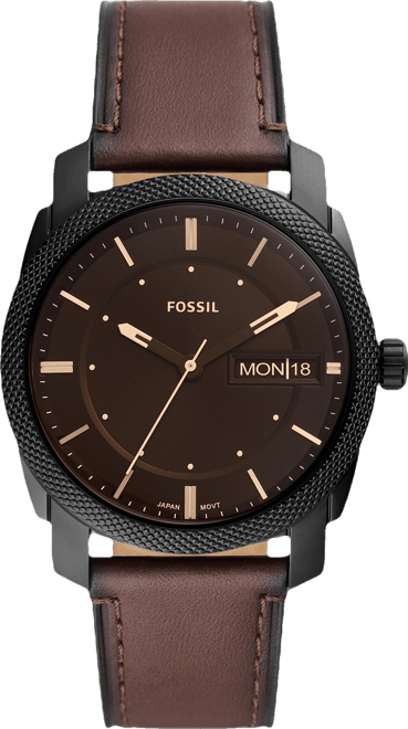 Men's Machine Brown Leather Strap Watch 42mm
