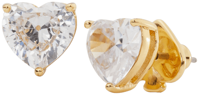kate spade new york Gold-Tone Stone Heart Stud Earrings - Macy's