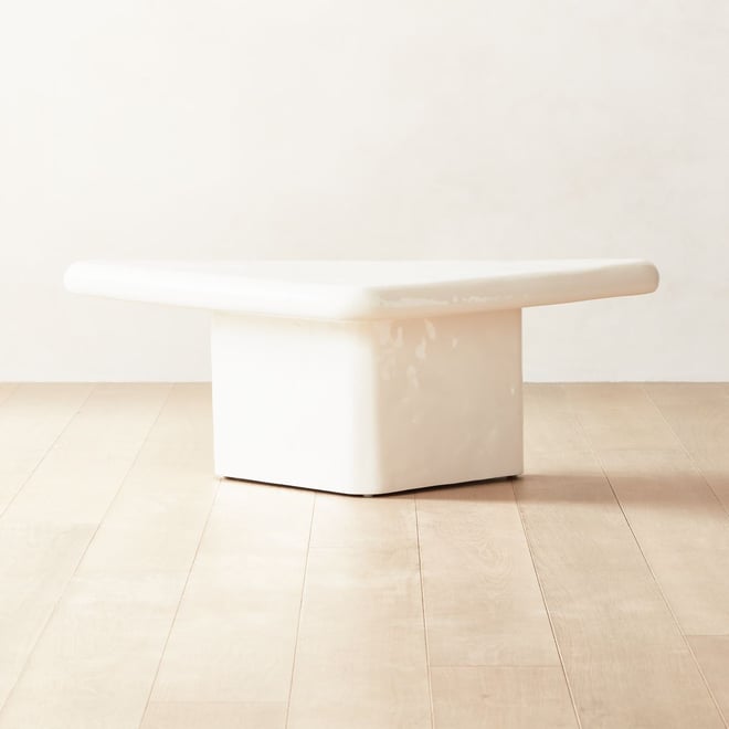 Alastor Modern Oval White Concrete Coffee Table + Reviews