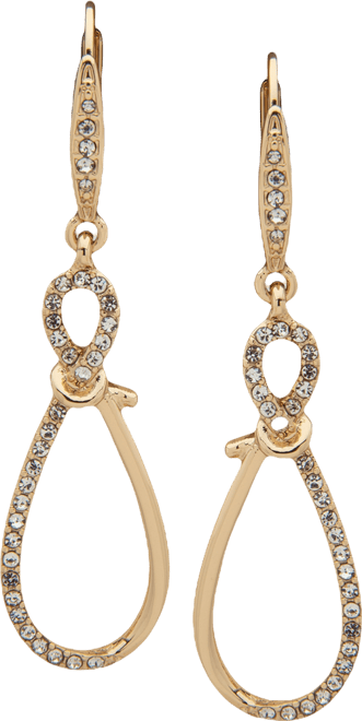 Gold-Tone Pave Knotted Drop Earrings