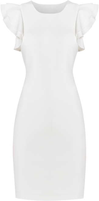 Women's Scuba Sheath Dress With Flutter Sleeves