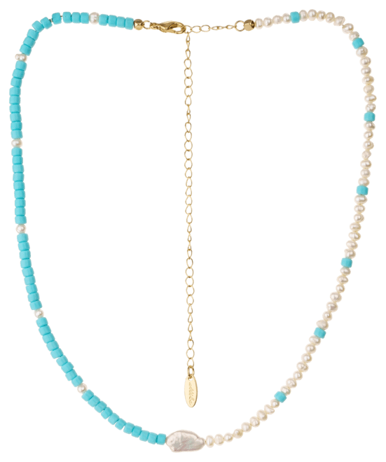 Easy Beach Day Turquoise And Pearl Necklace