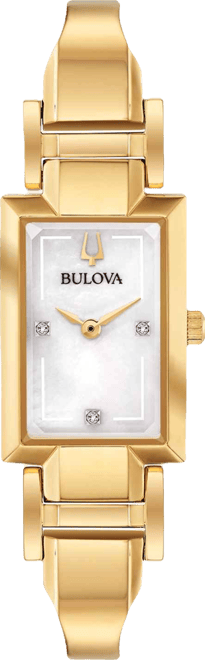 Women's Diamond-Accent Gold-Tone Stainless Steel Bangle Bracelet Watch 18x33mm