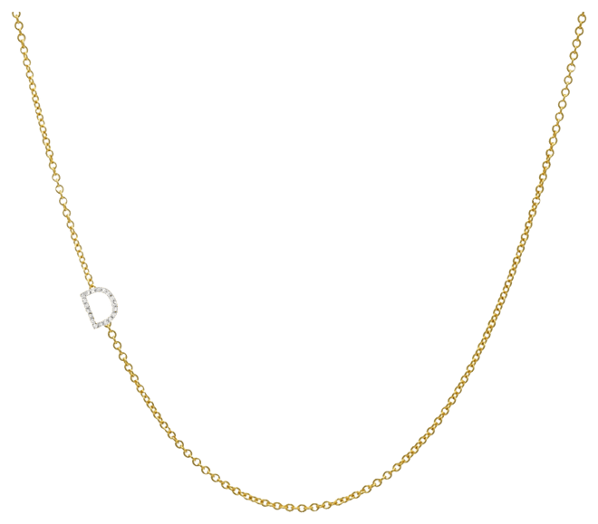 Asymmetrical initial deals necklace with diamond