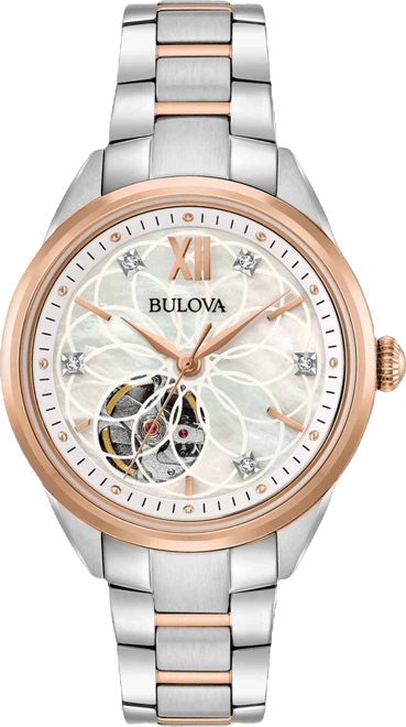 Women's Automatic Diamond Accent Two-Tone Stainless Steel Bracelet Watch 34mm 98P170