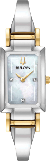 Women's Classic Diamond Accent Two-Tone Stainless Steel Bangle Bracelet Watch 28x33mm