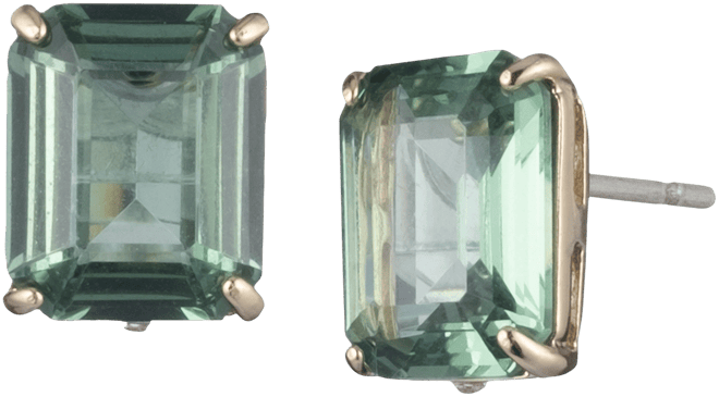 Gold-Tone Color Crystal Square Stud Earrings