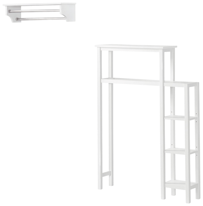 Dover 27 in. W Wall-Mounted Bathroom Shelf with 2 Towel Rods in White