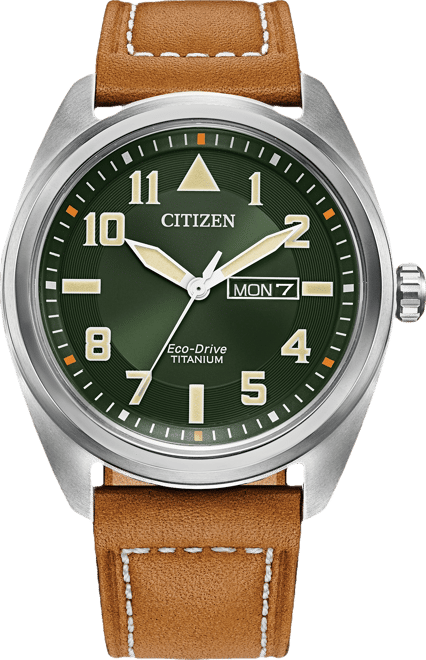 Eco-Drive Men's Garrison Brown Leather Strap Watch, 42mm