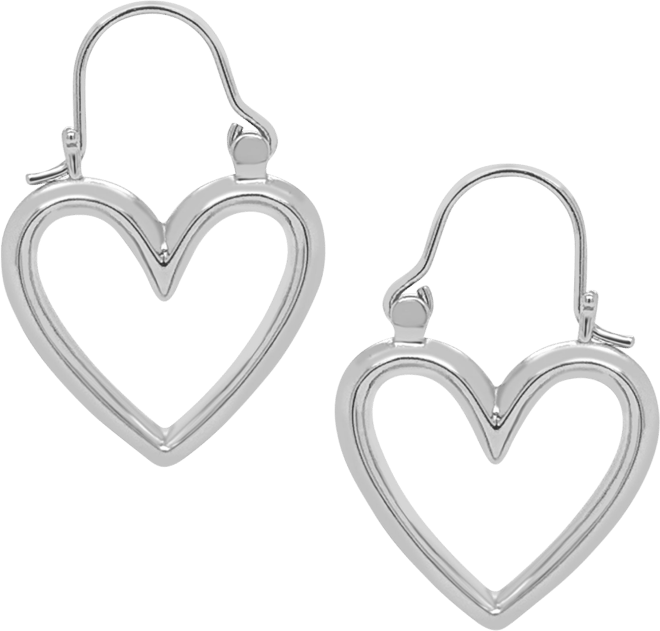 18K Gold Plated or Silver Plated or Rose Gold Heart Hoop Earrings