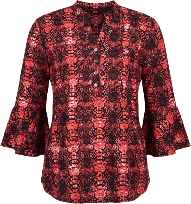 Plus Size Pleat Front Y-Neck Top