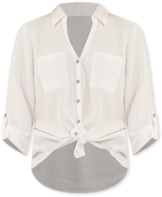 Juniors' Tie-Front Shirt