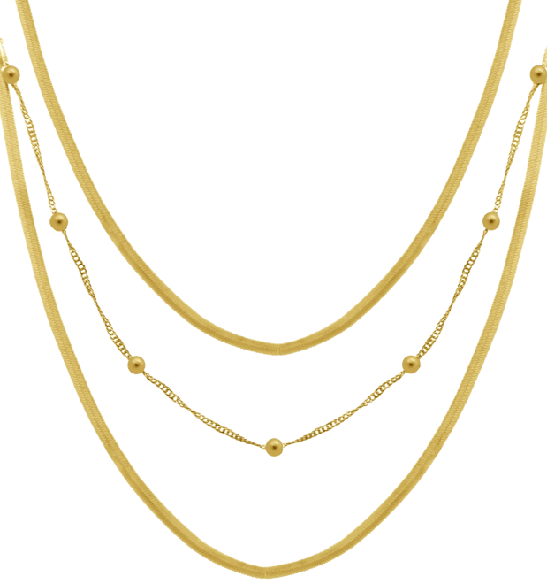 18K Gold Plated Layered Chain Necklace