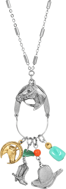 Women's Charm Horse Head Boot Hat Necklace
