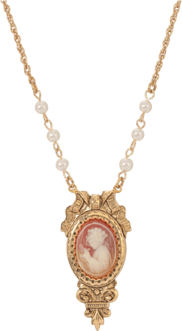 Women's Glass Pearl Cameo Necklace