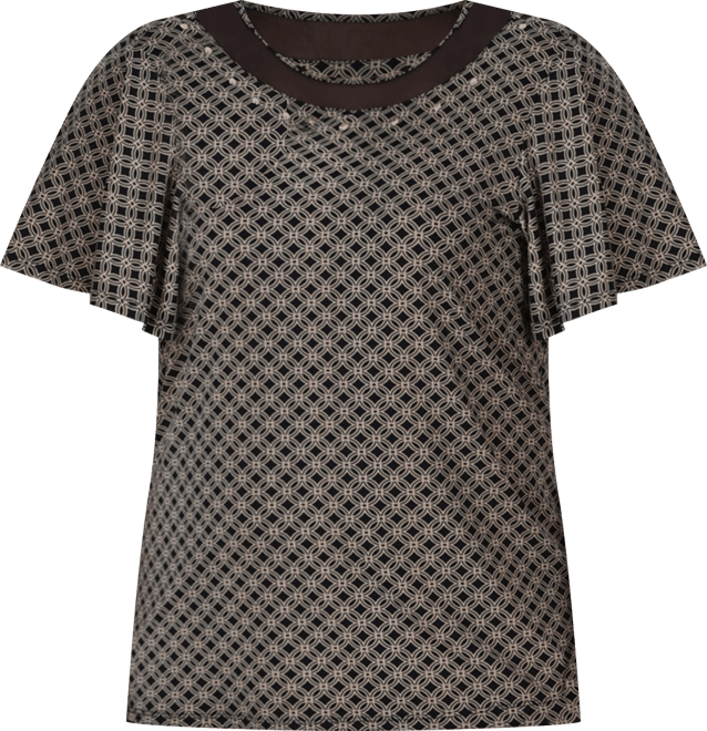 Plus Size Short Sleeve Knit Top with Sheer Inset