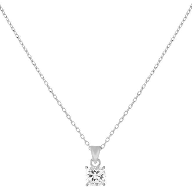Cubic Zirconia Solitaire Pendant Necklace, 16" + 2" extender in Gold Plate