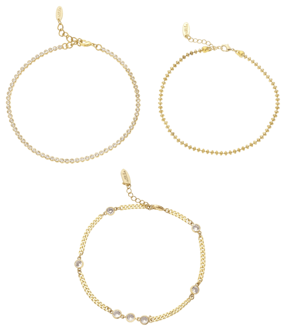 Dainty 18K Gold Plated Chain Anklet Set