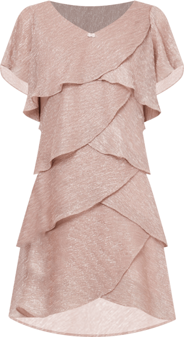 Tiered Shimmer Shift Dress