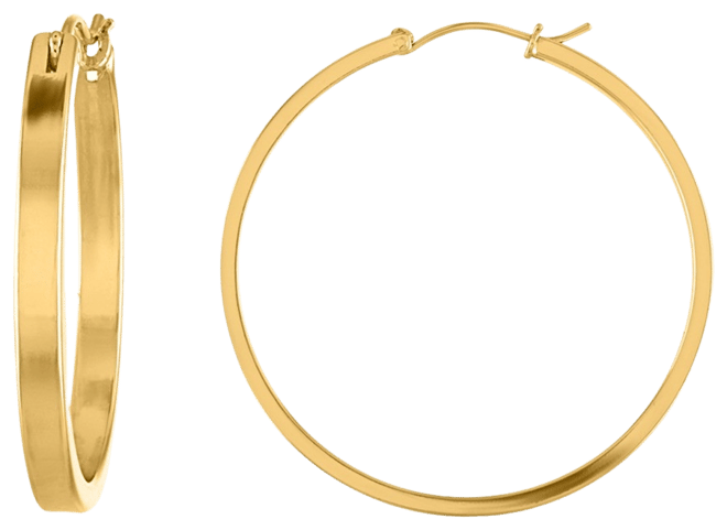 Women's Shiny Jordan 18K Gold Plated Brass Medium Hoop Earrings, 2"