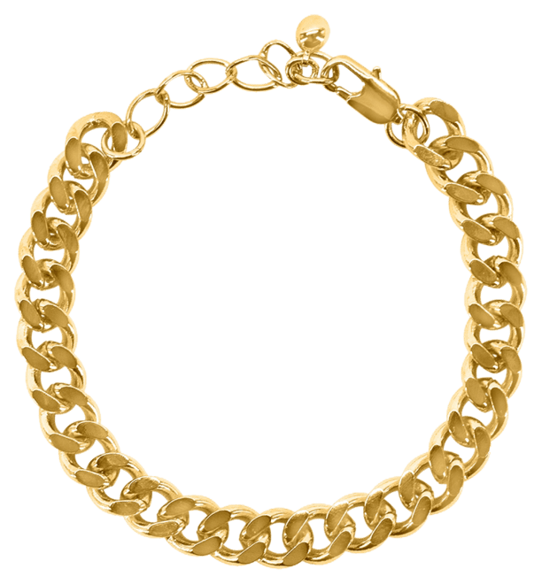 Women's Chunky Cuban Link 18K Gold Plated Brass 13mm Bracelet, 7.5"