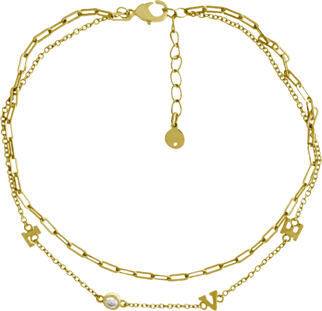 Love Double Chain Anklet in Gold Plate