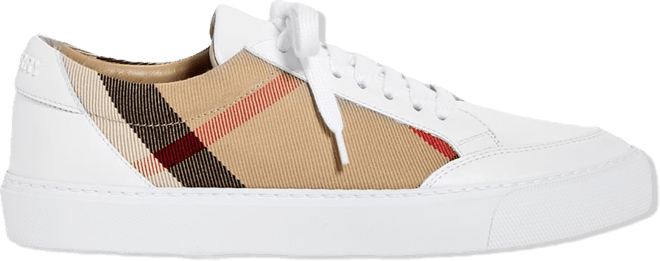 スニーカー BURBERRY SALMOND SNEAKERS IN CANVAS AND SMOOTH LEATHER Burberry Women's Salmond Vintage Check Low Top Sneakers