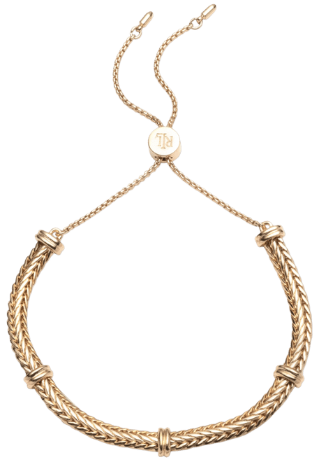 Gold-Tone Herringbone Chain Slider Bracelet