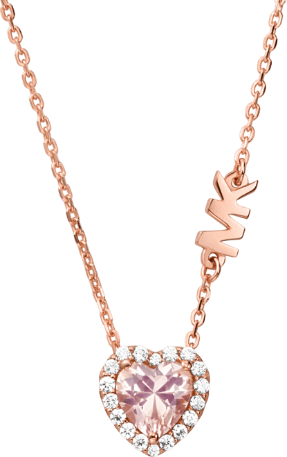 14k Rose Gold-Plated Sterling Silver Crystal Heart Halo Pendant Necklace, 16" + 2" extender
