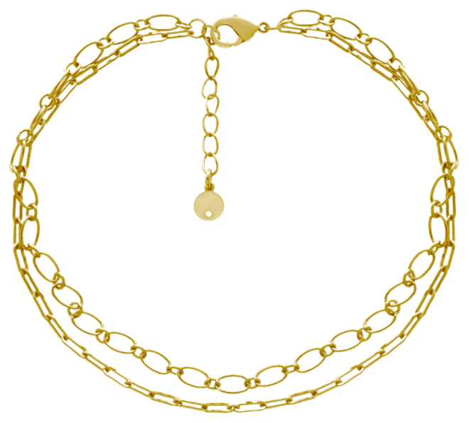 Oval Link Double Chain Anklet in Gold Plate