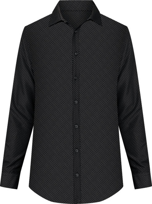 Men's Regular Fit Dot Print Wrinkle Free Performance Dress Shirt