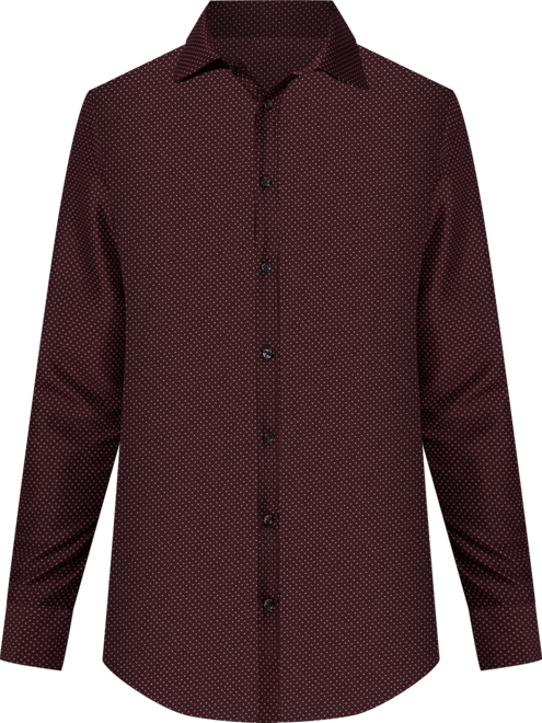 Men's Regular Fit Dot Print Wrinkle Free Performance Dress Shirt