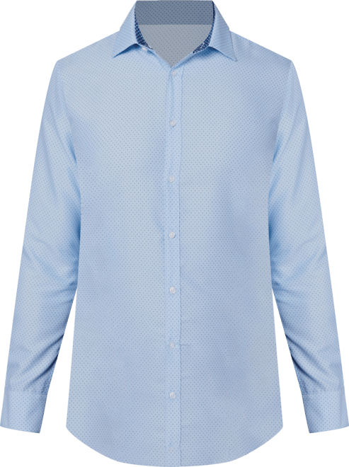 Men's Regular Fit Dot Print Wrinkle Free Performance Dress Shirt