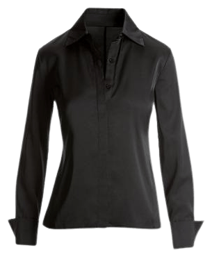 Sophia Button-Up Charmeuse Blouse - Black | Boston Proper