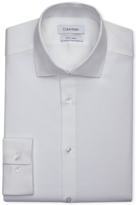 Calvin Klein Slim Fit Dobby Weave Dress Shirt, White - Men's Featured |  Men's Wearhouse