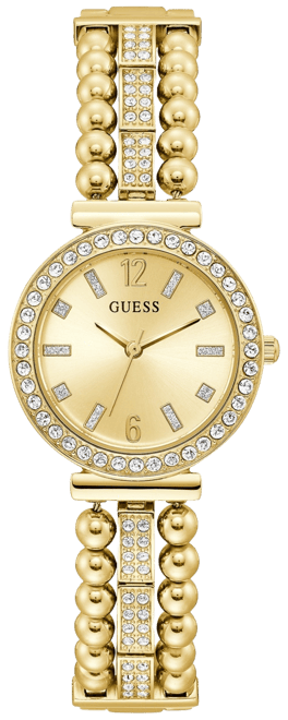 Women's Crystal Beaded Gold-Tone Stainless Steel Bracelet Watch 30mm