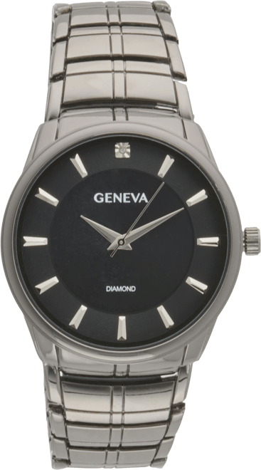 Geneva Men's Diamond Accent Gunmetal Mesh Watch - Large