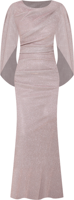 Petite Cape-Back Metallic Gown